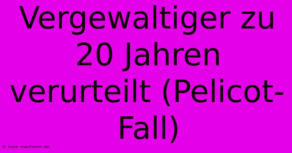 Vergewaltiger Zu 20 Jahren Verurteilt (Pelicot-Fall)