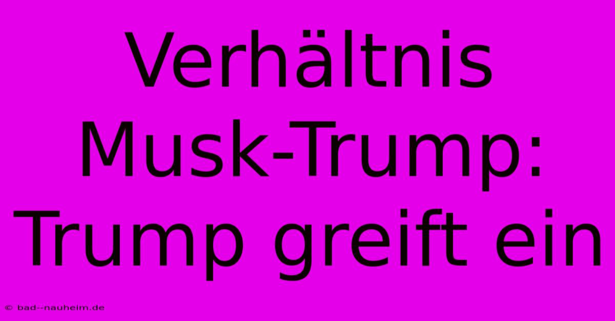 Verhältnis Musk-Trump: Trump Greift Ein