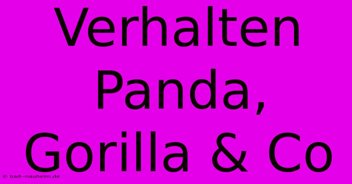 Verhalten Panda, Gorilla & Co