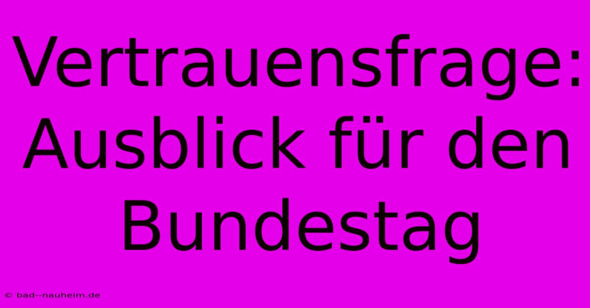 Vertrauensfrage: Ausblick Für Den Bundestag