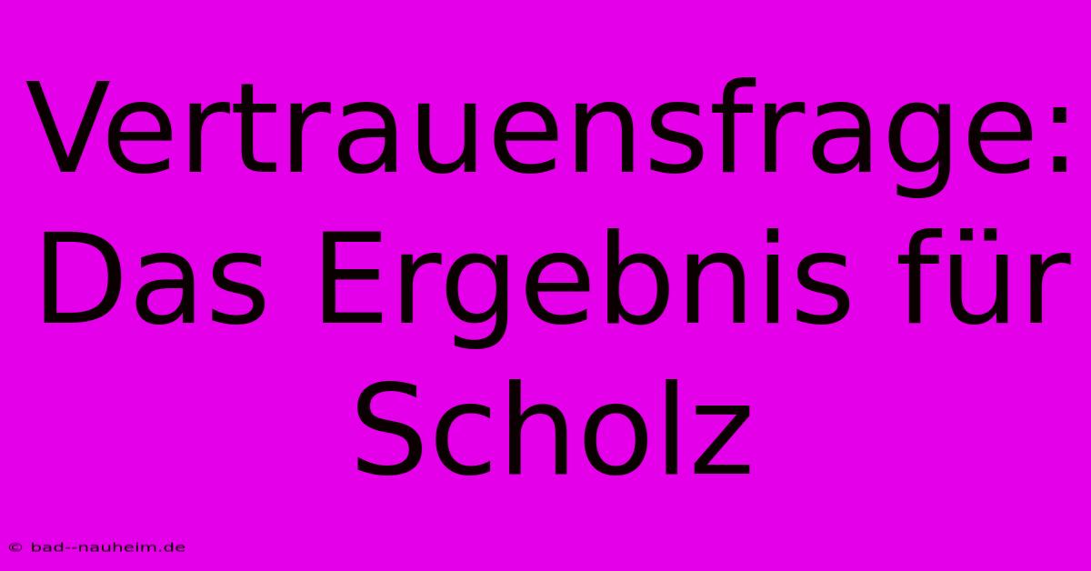 Vertrauensfrage: Das Ergebnis Für Scholz