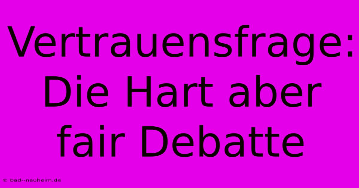 Vertrauensfrage: Die Hart Aber Fair Debatte