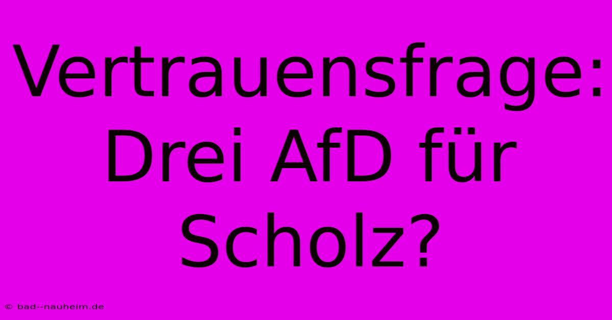 Vertrauensfrage: Drei AfD Für Scholz?