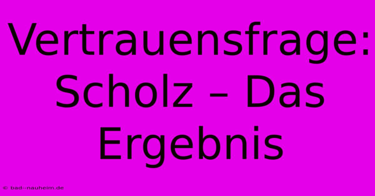 Vertrauensfrage: Scholz – Das Ergebnis