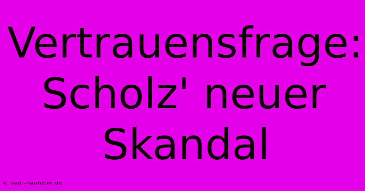 Vertrauensfrage: Scholz' Neuer Skandal