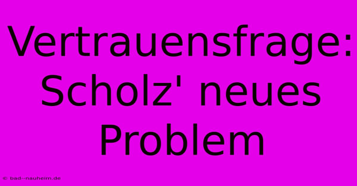 Vertrauensfrage: Scholz' Neues Problem