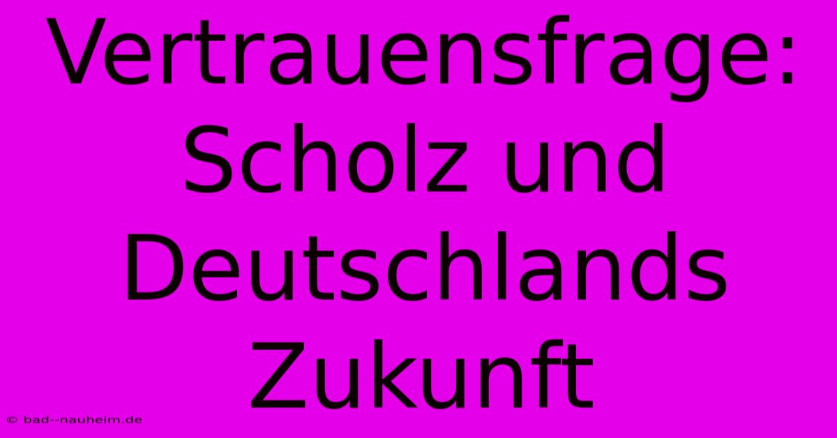 Vertrauensfrage: Scholz Und Deutschlands Zukunft