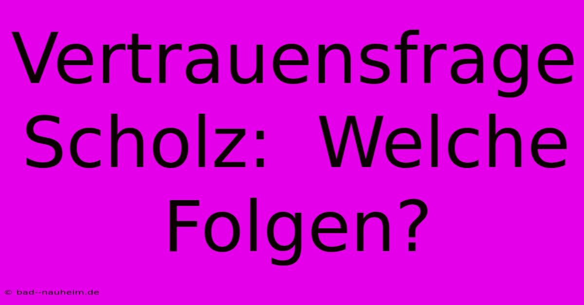 Vertrauensfrage Scholz:  Welche Folgen?