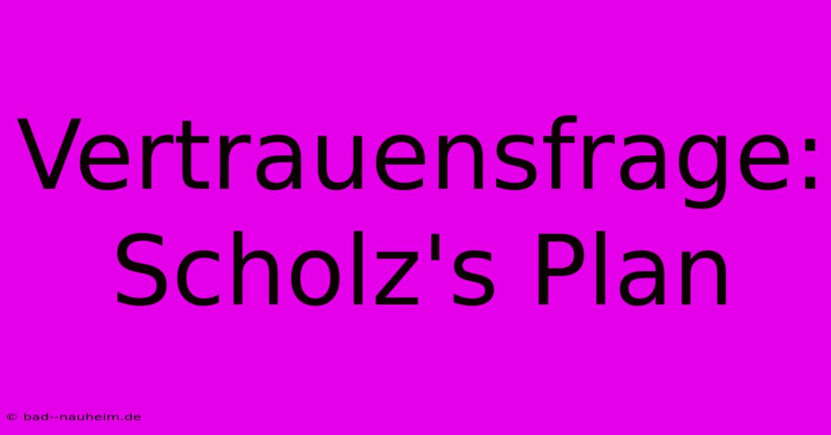 Vertrauensfrage: Scholz's Plan