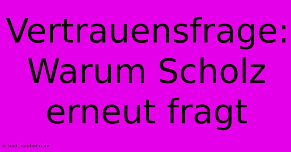 Vertrauensfrage: Warum Scholz Erneut Fragt