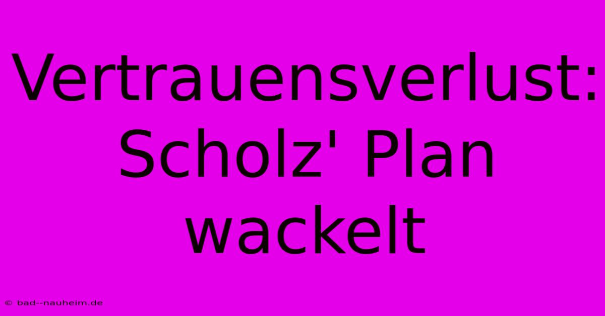 Vertrauensverlust: Scholz' Plan Wackelt