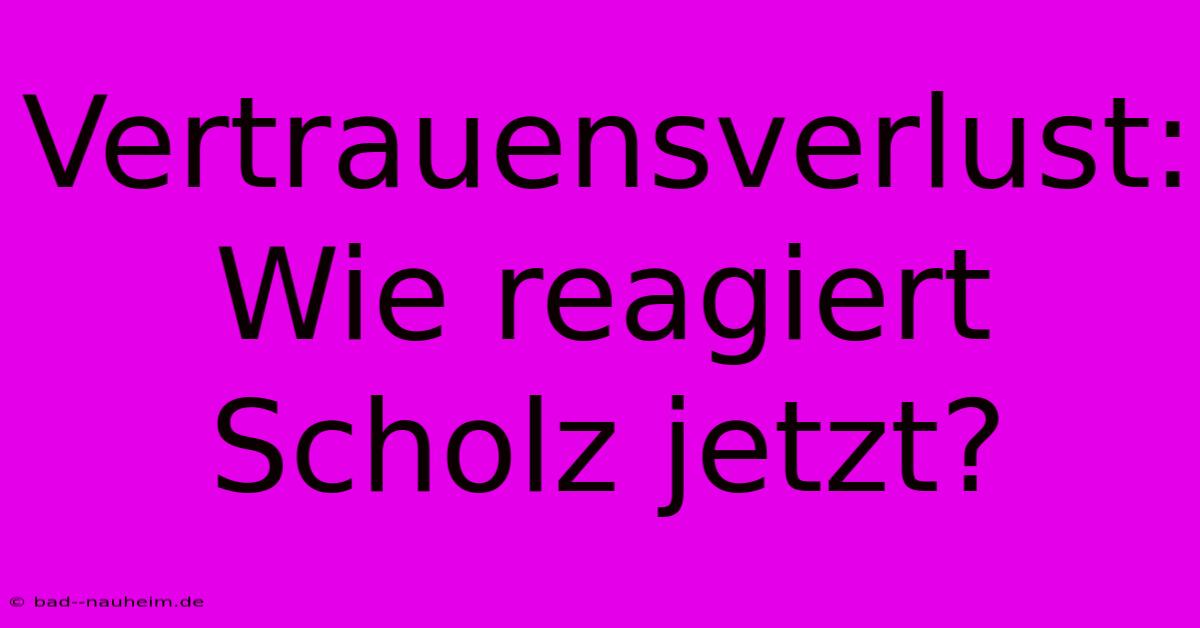 Vertrauensverlust: Wie Reagiert Scholz Jetzt?