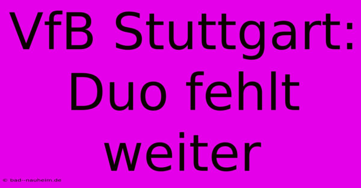 VfB Stuttgart: Duo Fehlt Weiter