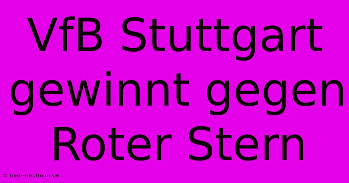 VfB Stuttgart Gewinnt Gegen Roter Stern