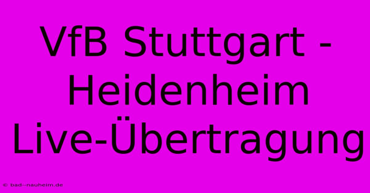 VfB Stuttgart - Heidenheim Live-Übertragung