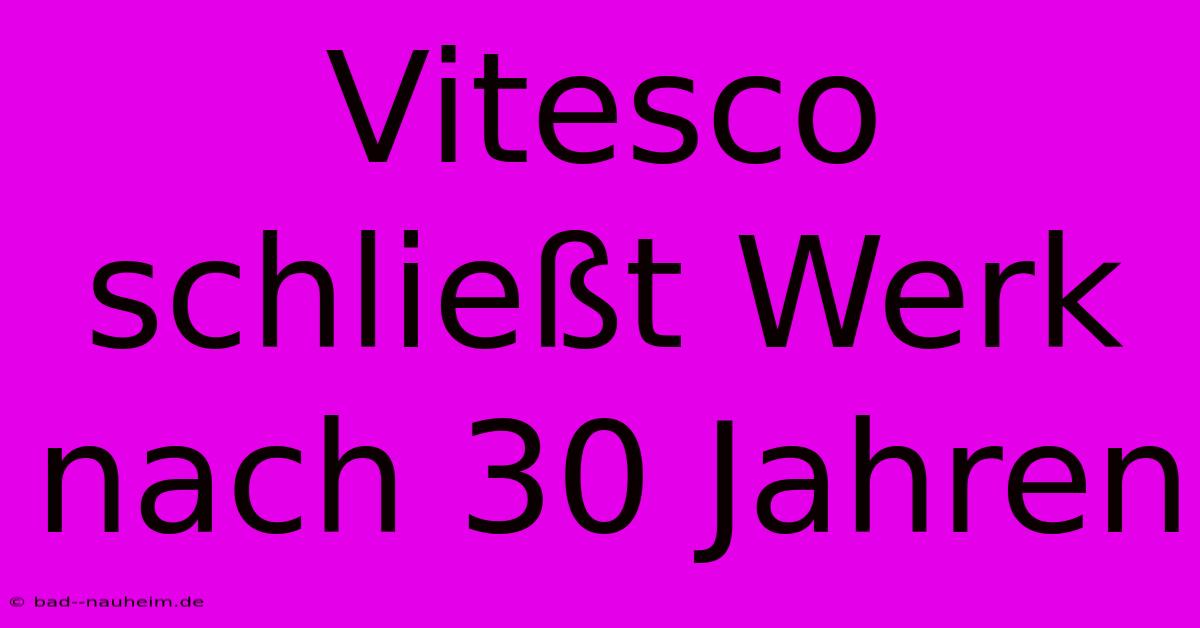 Vitesco Schließt Werk Nach 30 Jahren