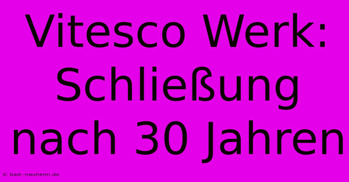 Vitesco Werk: Schließung Nach 30 Jahren