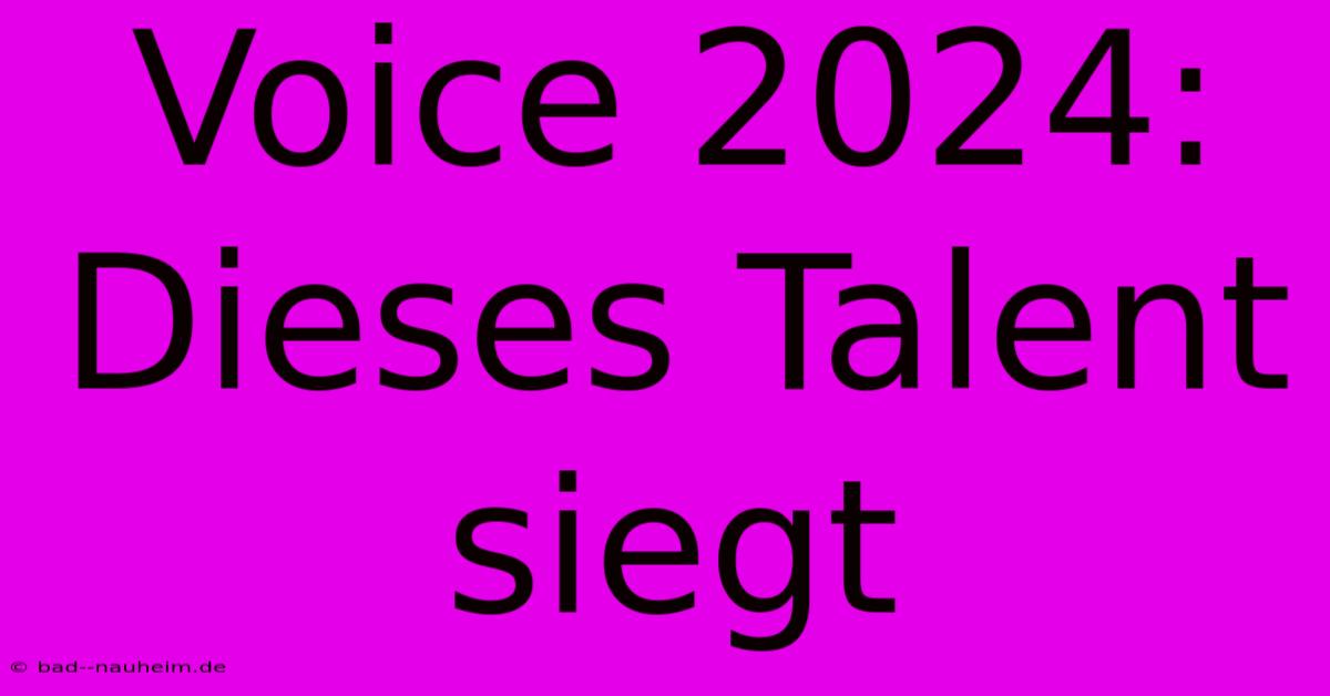 Voice 2024: Dieses Talent Siegt