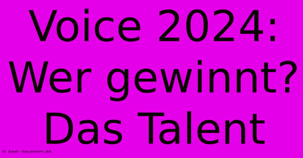 Voice 2024:  Wer Gewinnt? Das Talent