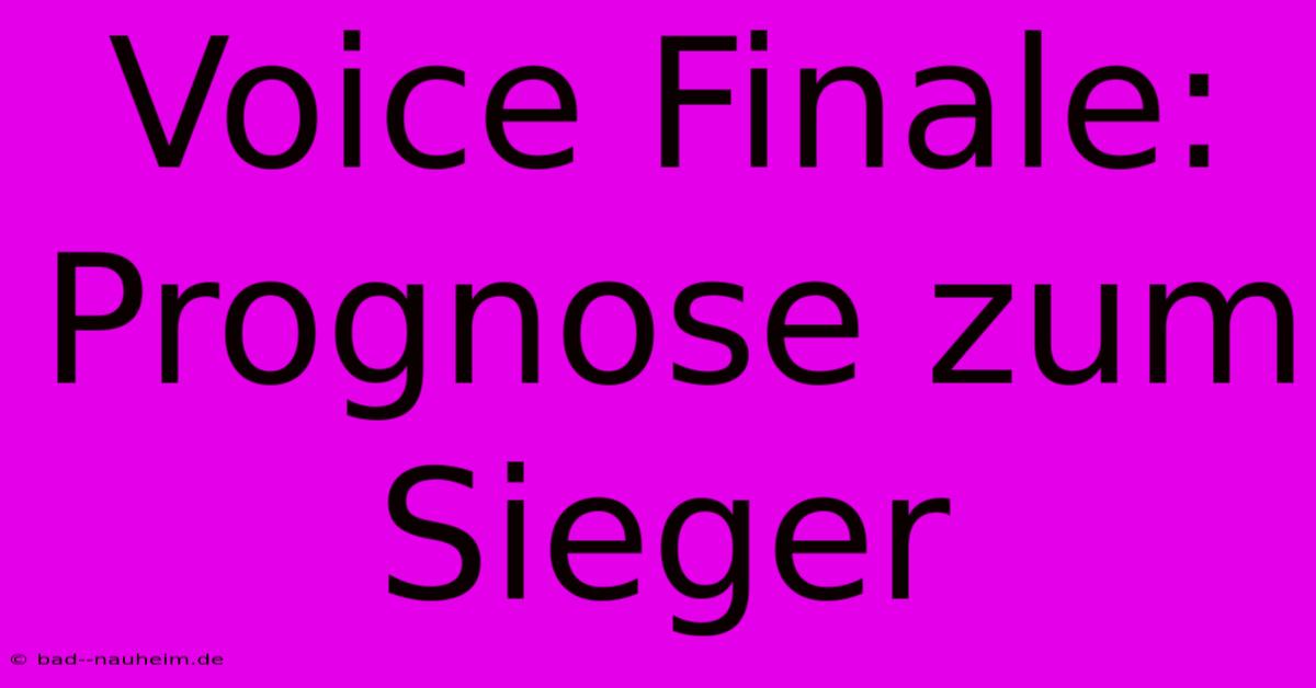 Voice Finale:  Prognose Zum Sieger