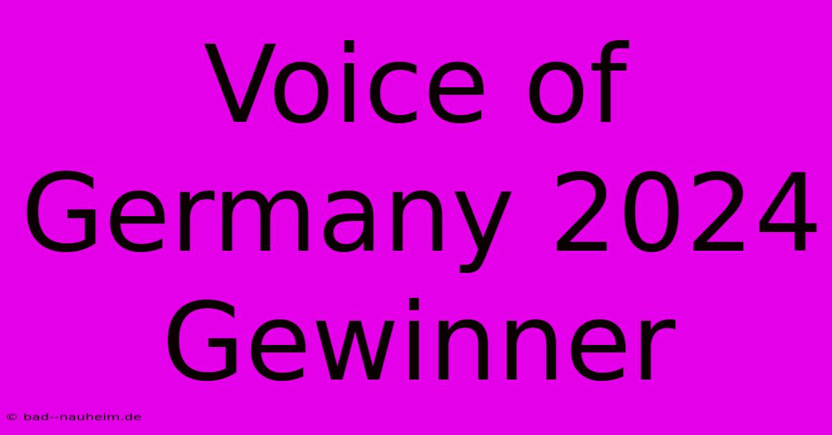 Voice Of Germany 2024 Gewinner