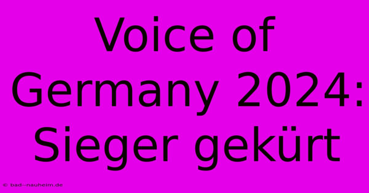 Voice Of Germany 2024:  Sieger Gekürt