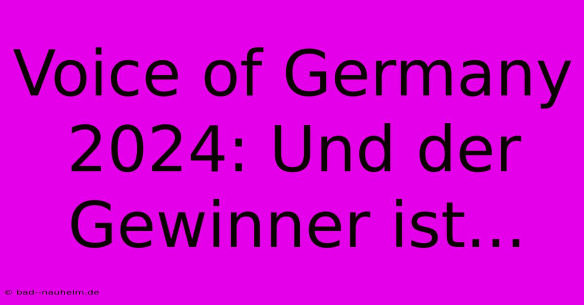 Voice Of Germany 2024: Und Der Gewinner Ist...