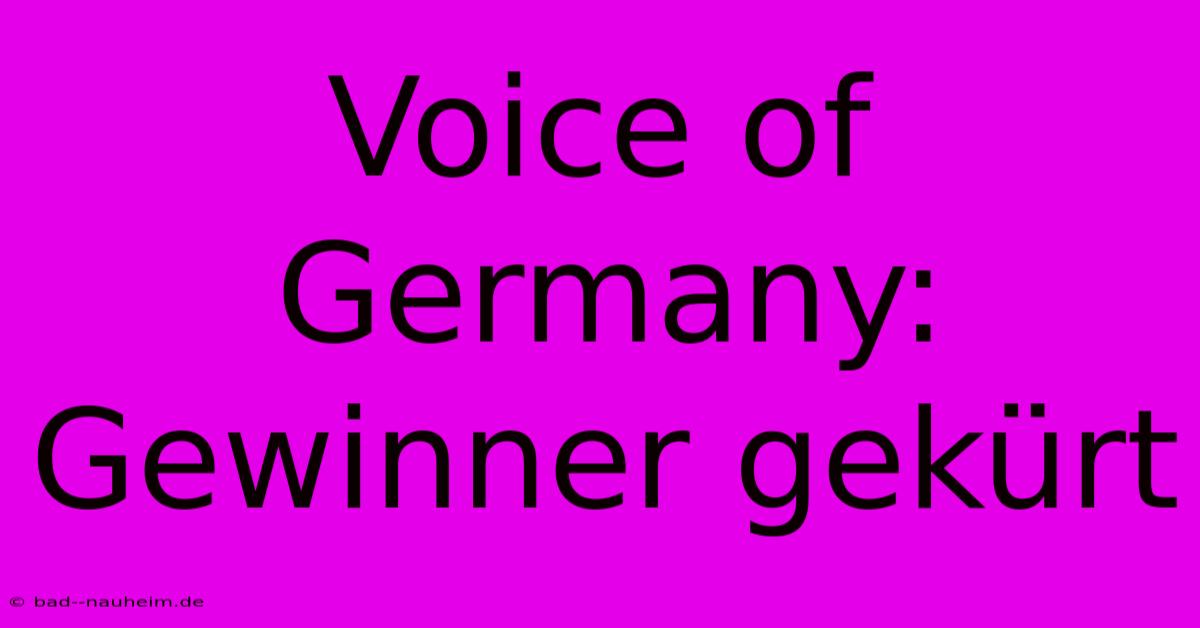 Voice Of Germany: Gewinner Gekürt