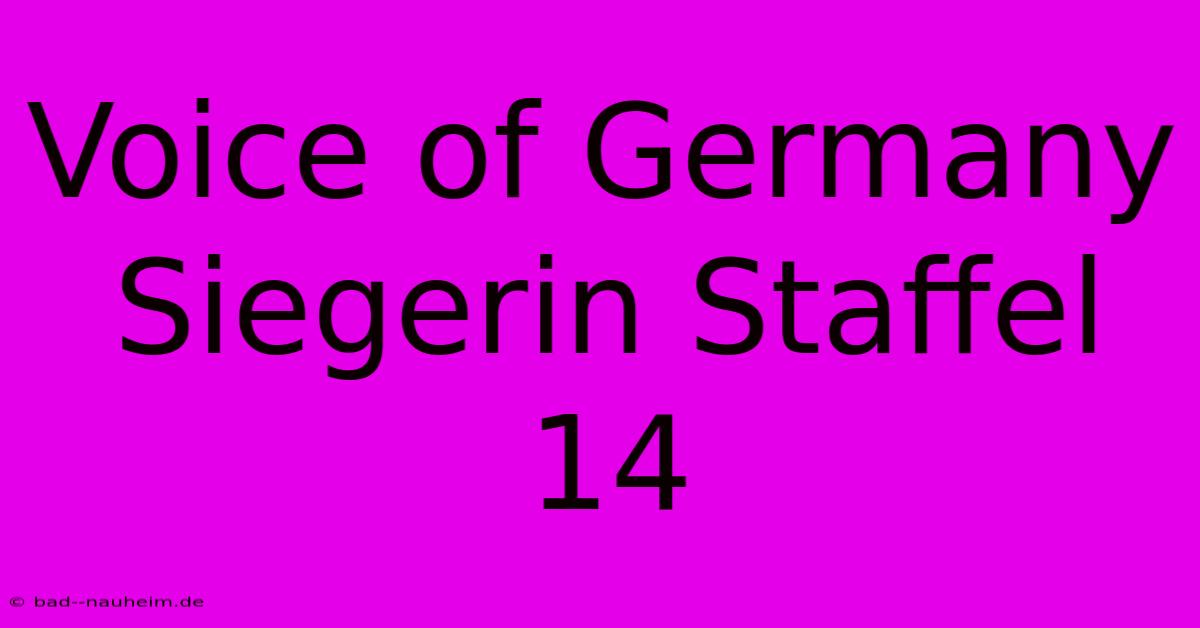 Voice Of Germany Siegerin Staffel 14