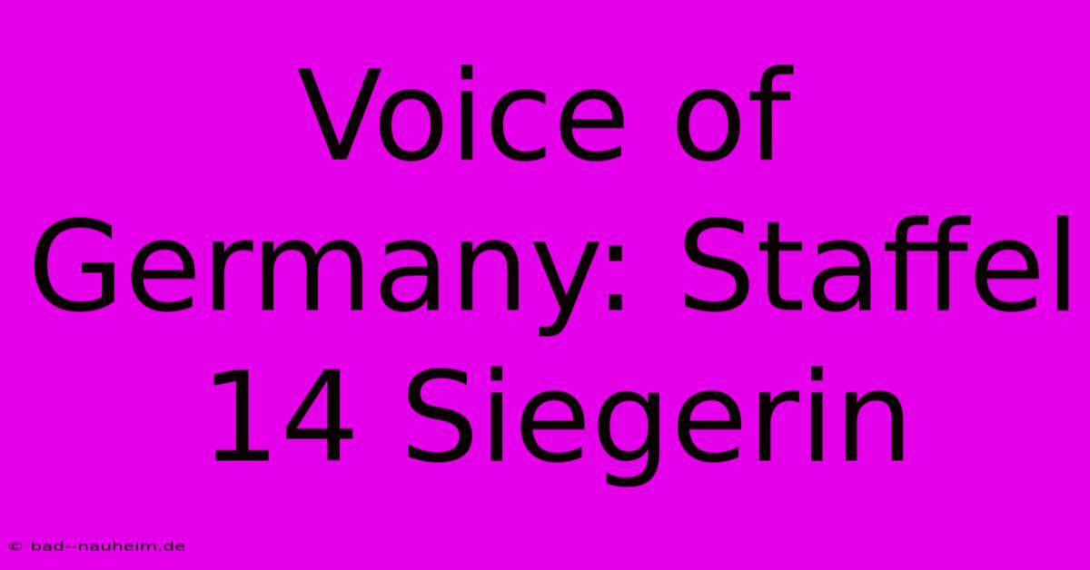 Voice Of Germany: Staffel 14 Siegerin