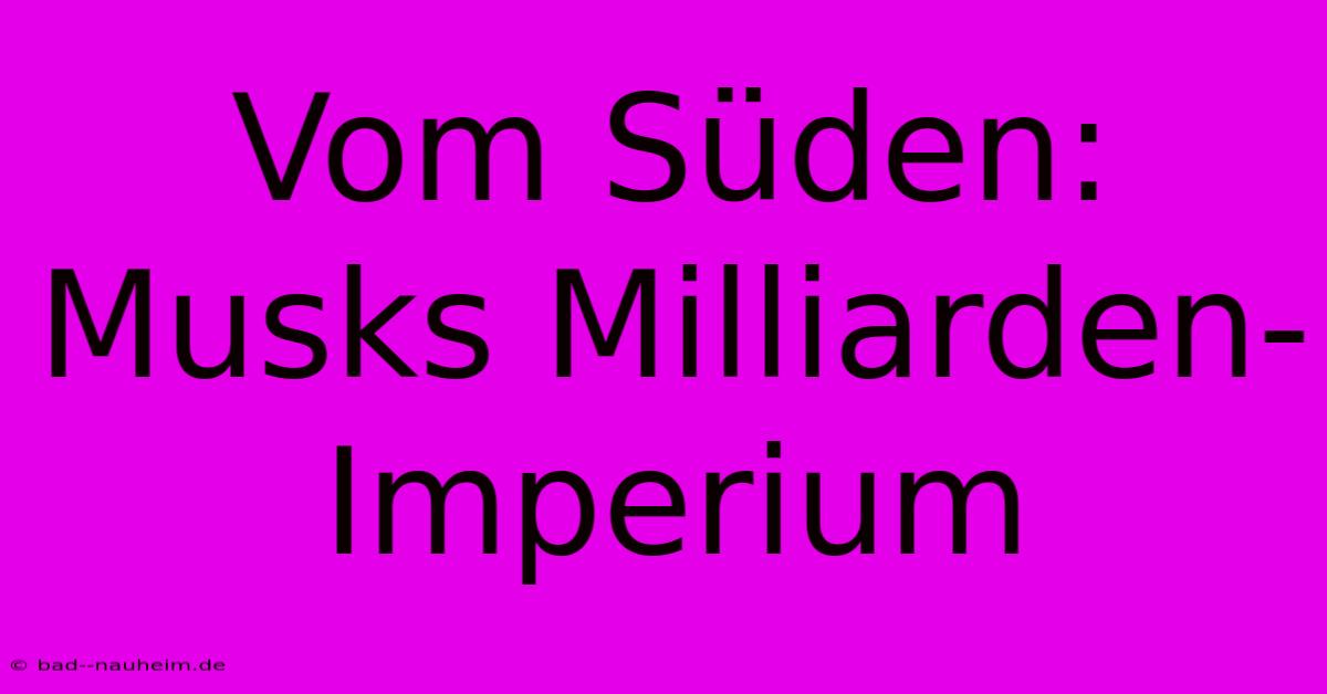 Vom Süden: Musks Milliarden-Imperium