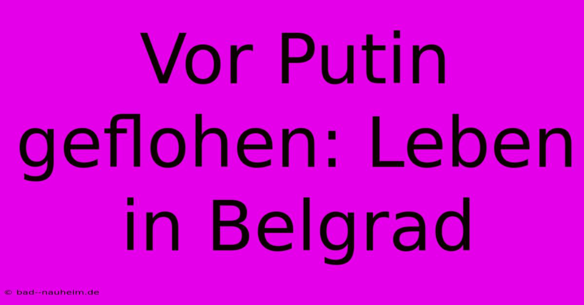 Vor Putin Geflohen: Leben In Belgrad