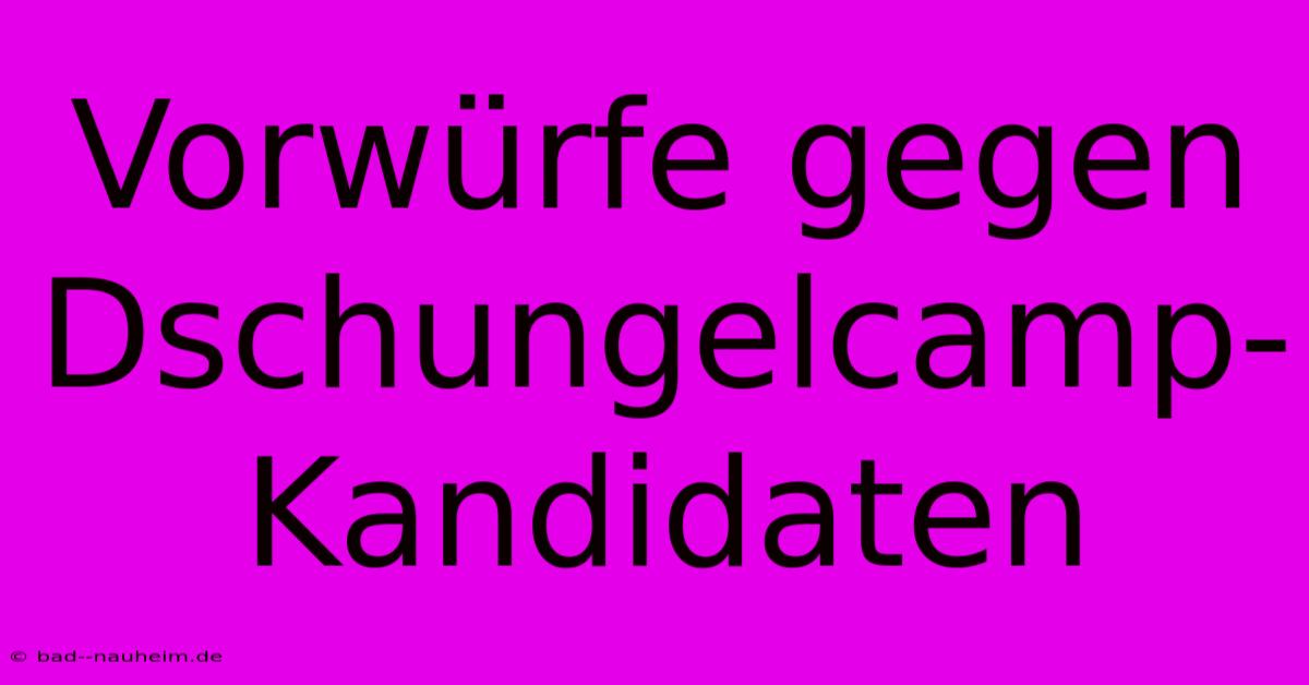 Vorwürfe Gegen Dschungelcamp-Kandidaten