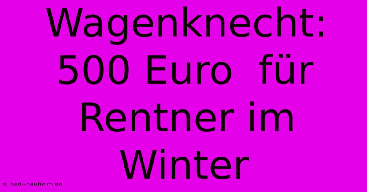 Wagenknecht:  500 Euro  Für Rentner Im Winter