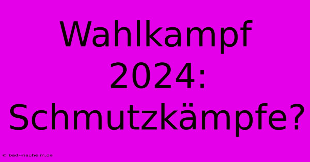 Wahlkampf 2024:  Schmutzkämpfe?