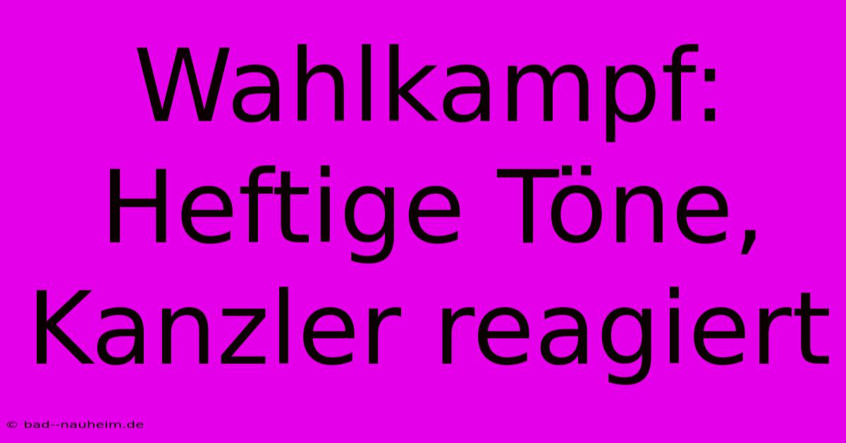 Wahlkampf: Heftige Töne,  Kanzler Reagiert