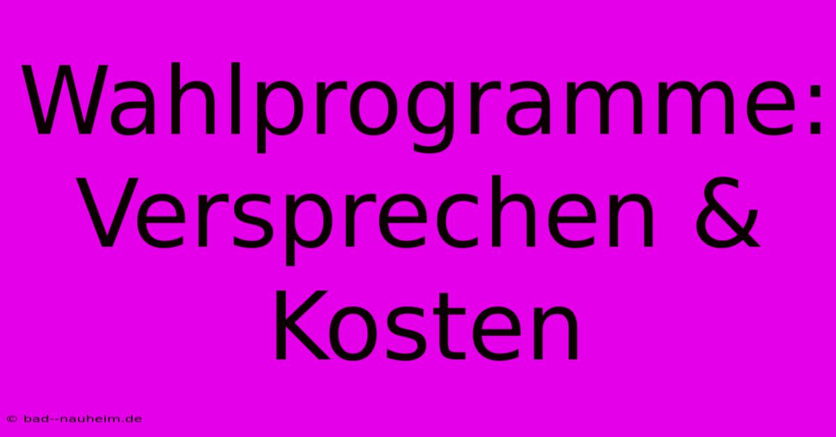 Wahlprogramme: Versprechen & Kosten