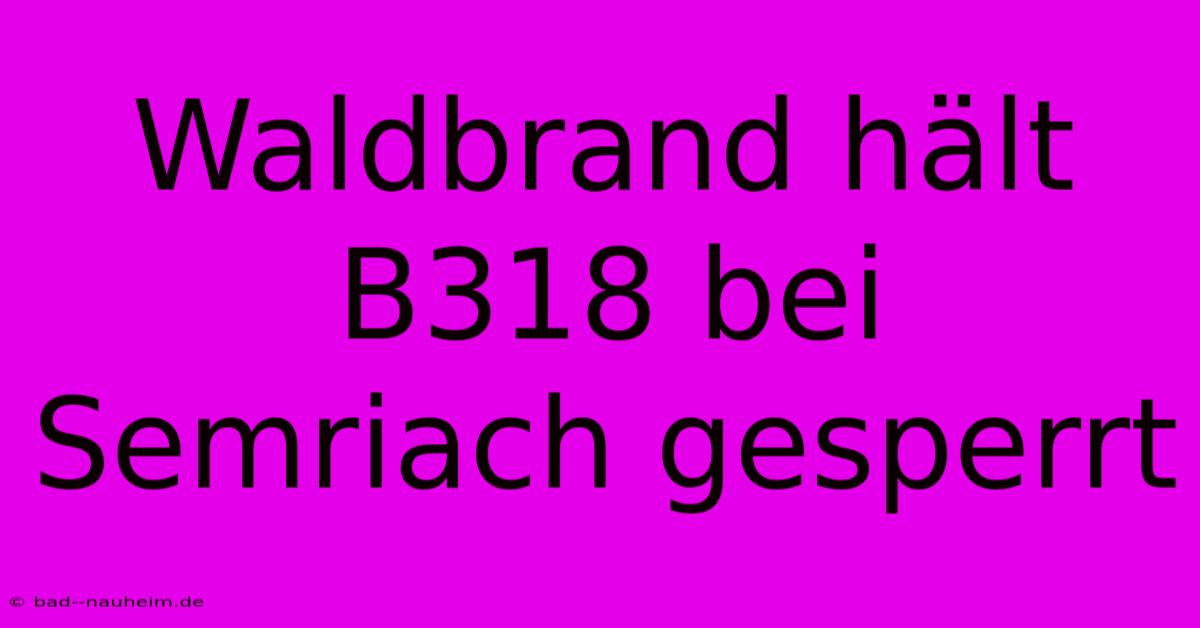 Waldbrand Hält B318 Bei Semriach Gesperrt