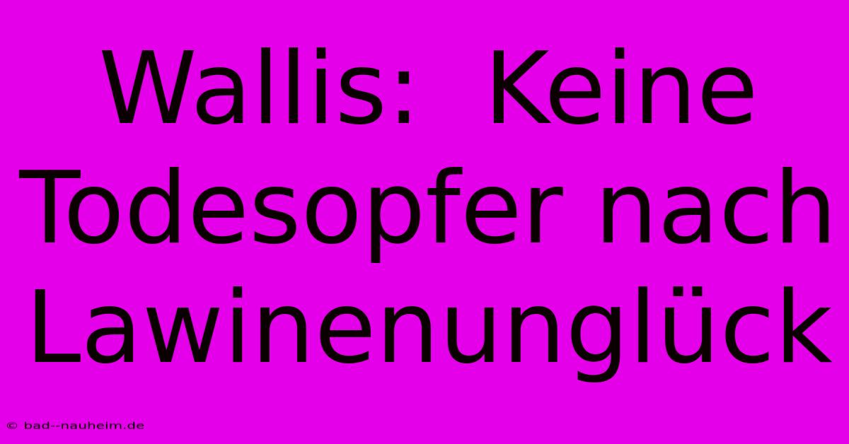 Wallis:  Keine Todesopfer Nach Lawinenunglück