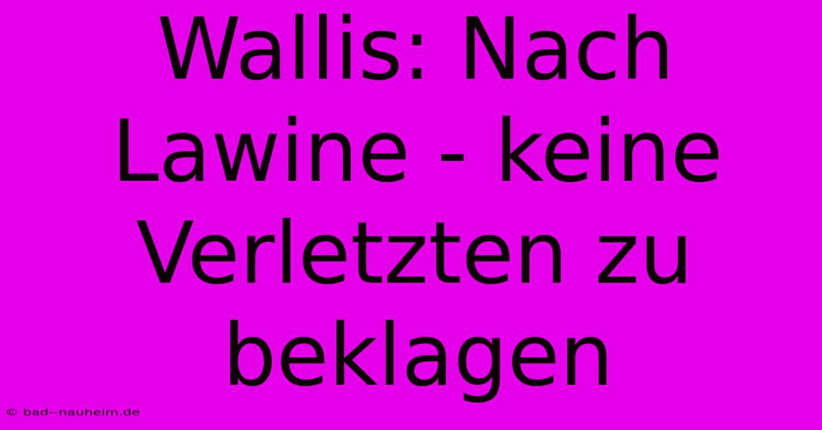 Wallis: Nach Lawine - Keine Verletzten Zu Beklagen