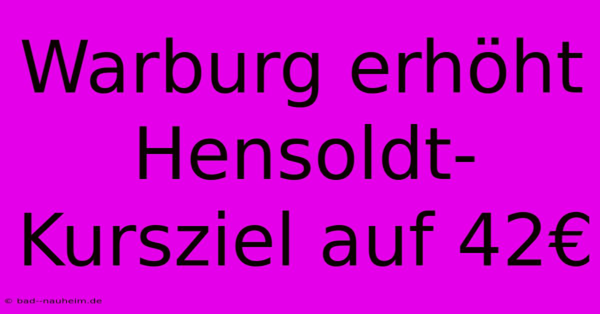 Warburg Erhöht Hensoldt-Kursziel Auf 42€