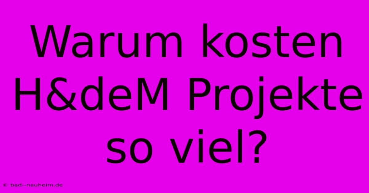 Warum Kosten H&deM Projekte So Viel?