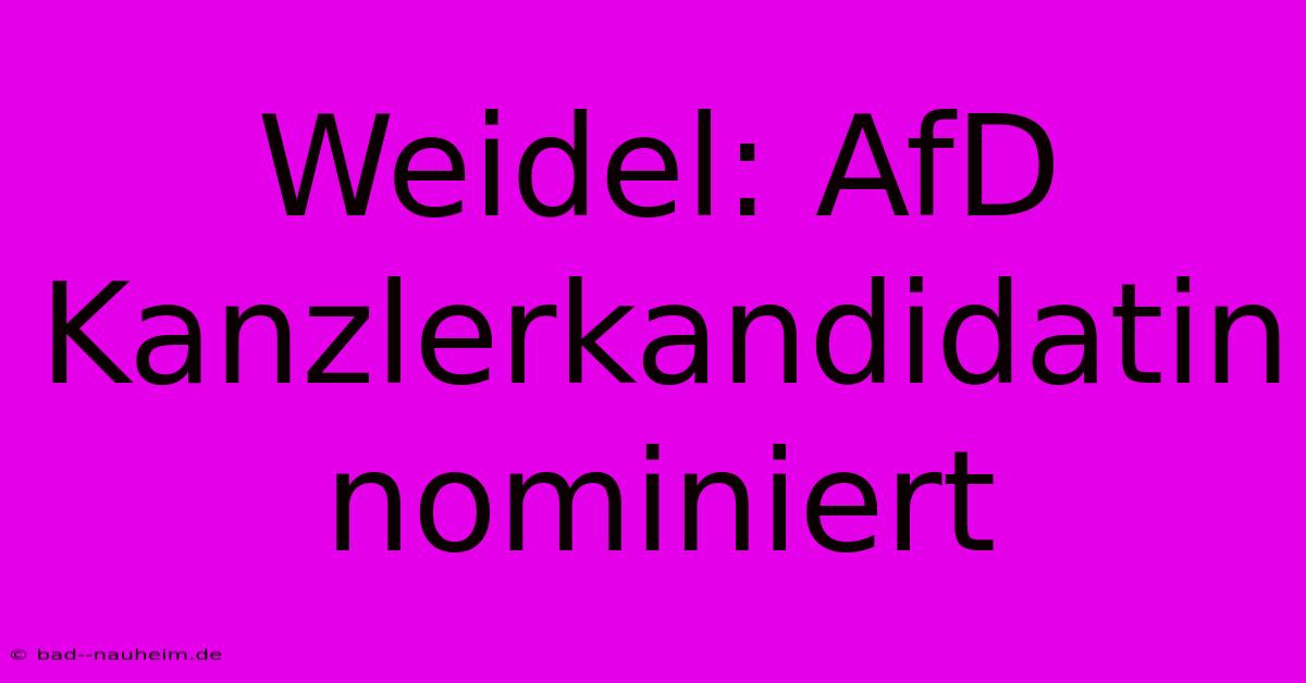 Weidel: AfD Kanzlerkandidatin Nominiert