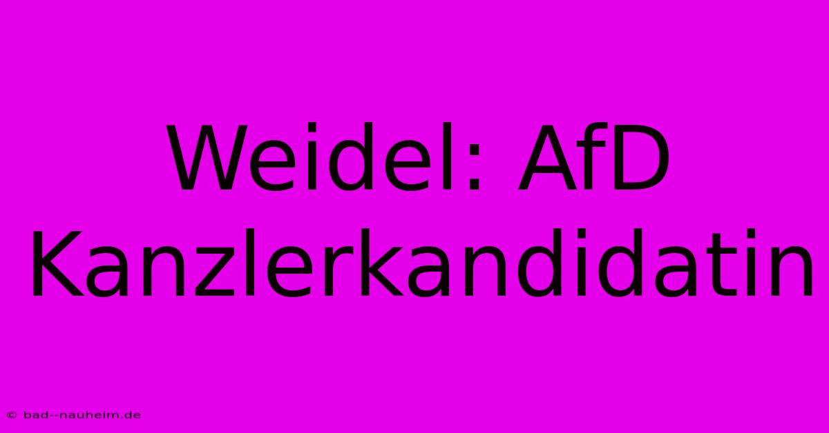 Weidel: AfD Kanzlerkandidatin