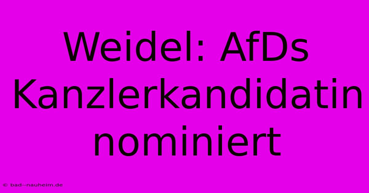 Weidel: AfDs Kanzlerkandidatin Nominiert