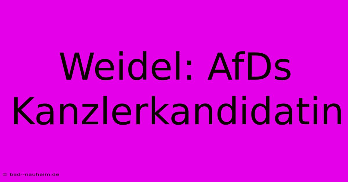 Weidel: AfDs Kanzlerkandidatin