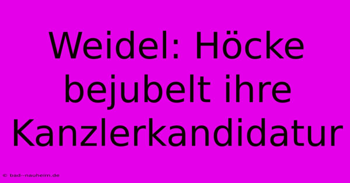 Weidel: Höcke Bejubelt Ihre Kanzlerkandidatur