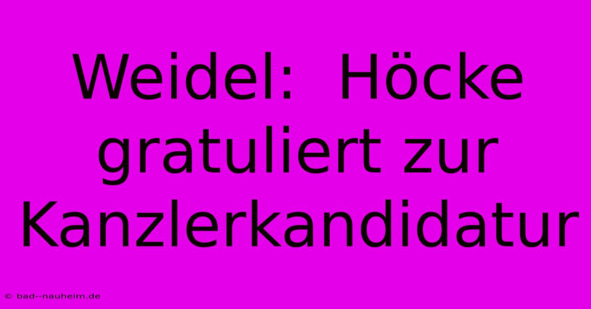 Weidel:  Höcke Gratuliert Zur Kanzlerkandidatur