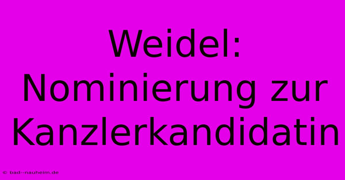 Weidel: Nominierung Zur Kanzlerkandidatin