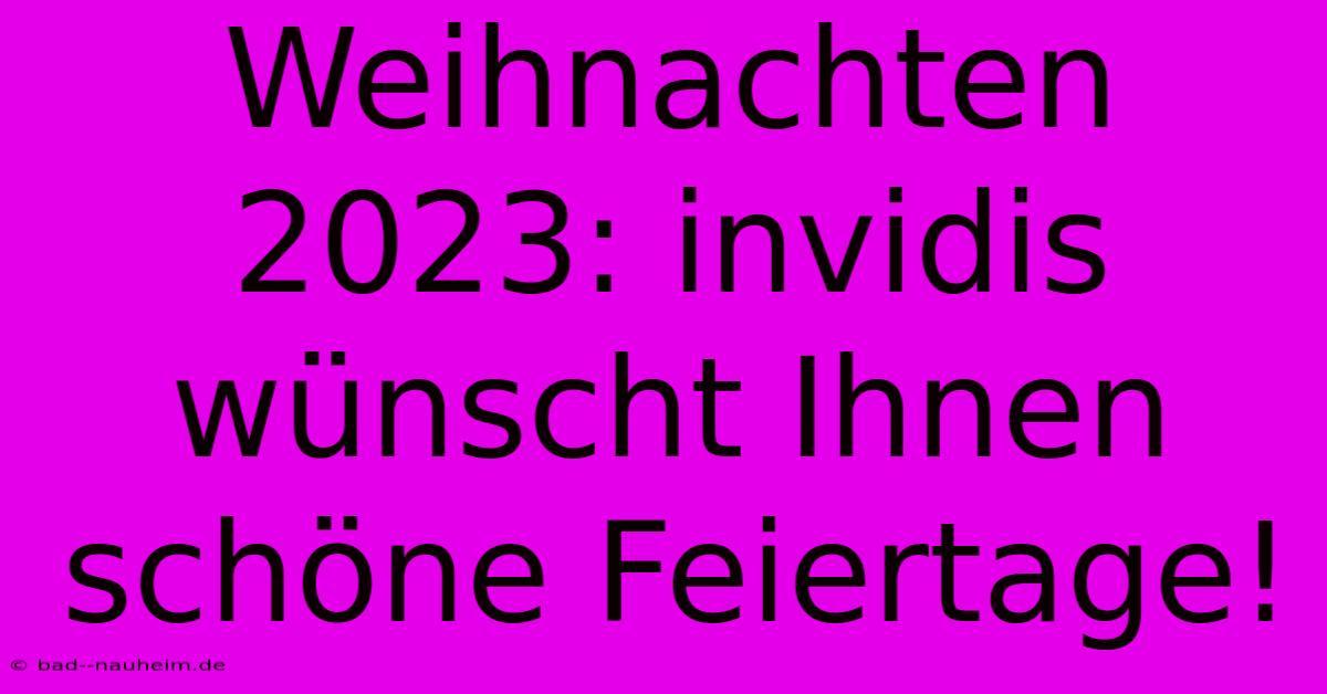 Weihnachten 2023: Invidis Wünscht Ihnen Schöne Feiertage!